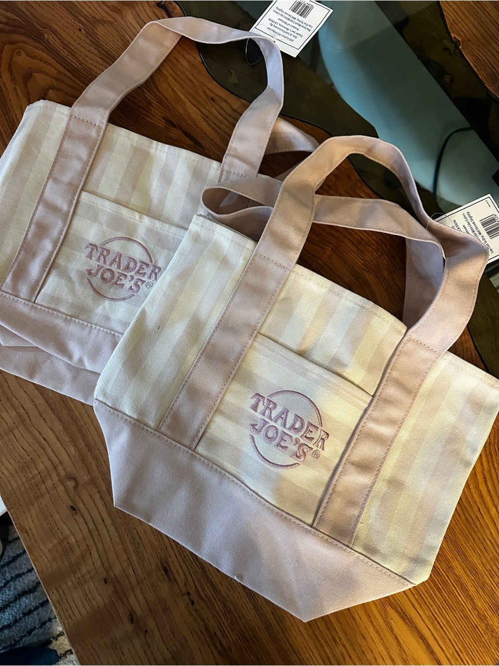 Trader Joe's Pastel Pink Stripe Canvas Tote